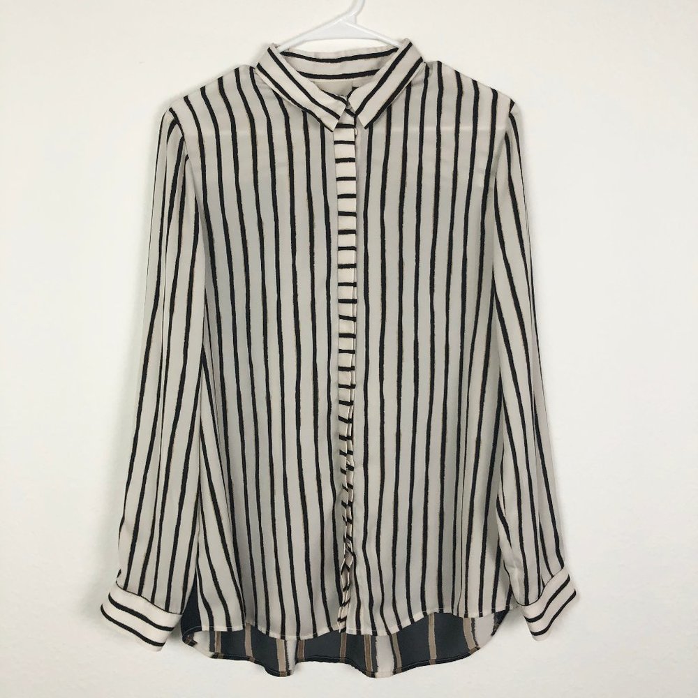 Mason Cream Striped Button Down Size 8